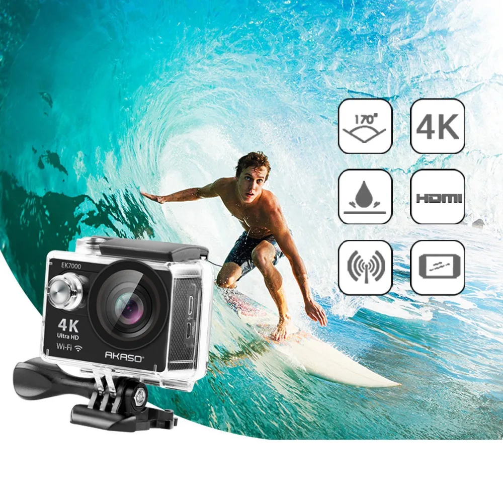 AKASO EK7000 4 к наружная камера WIFI Ultra HD Go водостойкие мини Cam Pro велосипед видео