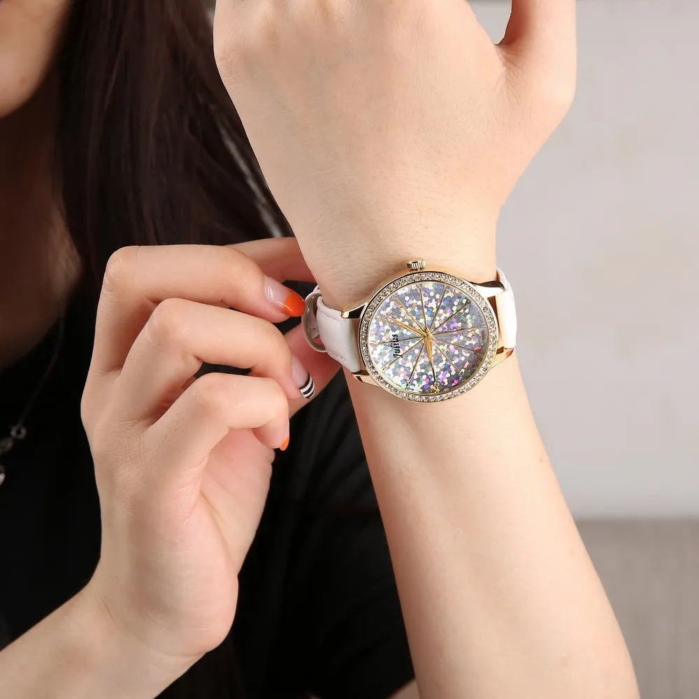 Новые женские часы платье роскошные корея лучших горный хрусталь кожа мода