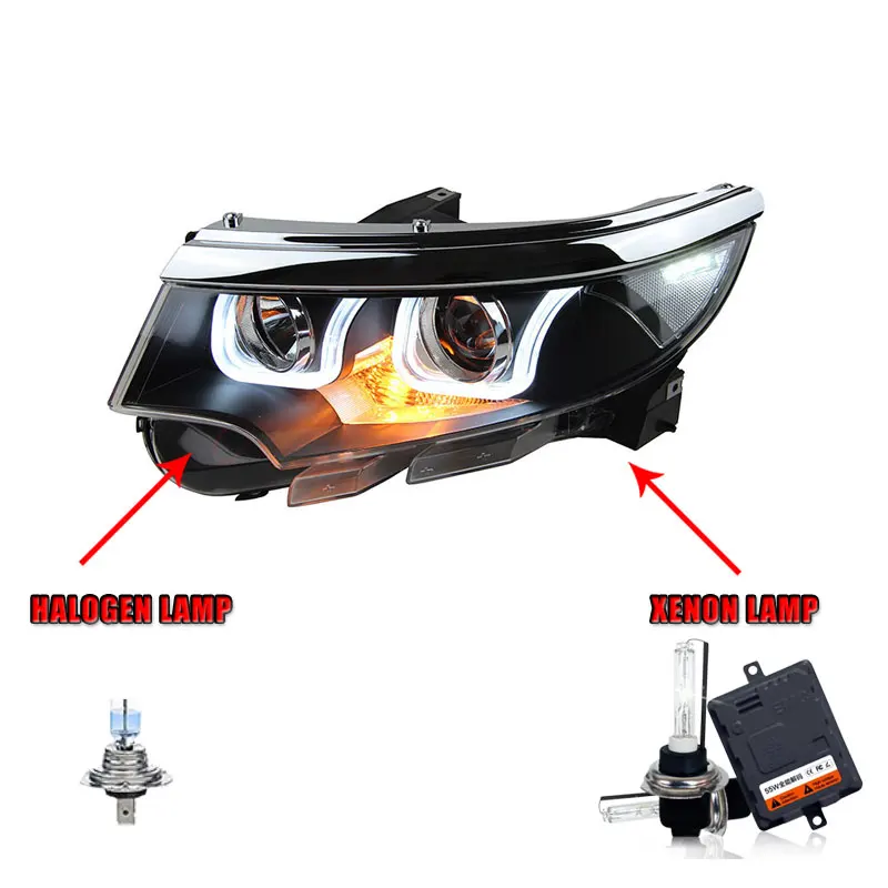 Halogen HighBeam 2 шт. светодиодный головной светильник s для Ford Edge 2013- Автомобильный светодиодный светильник s двойной ксеноновый Объектив Автомобильные аксессуары дневные ходовые огни противотуманный светильник - Цвет: Halogen HighBeam