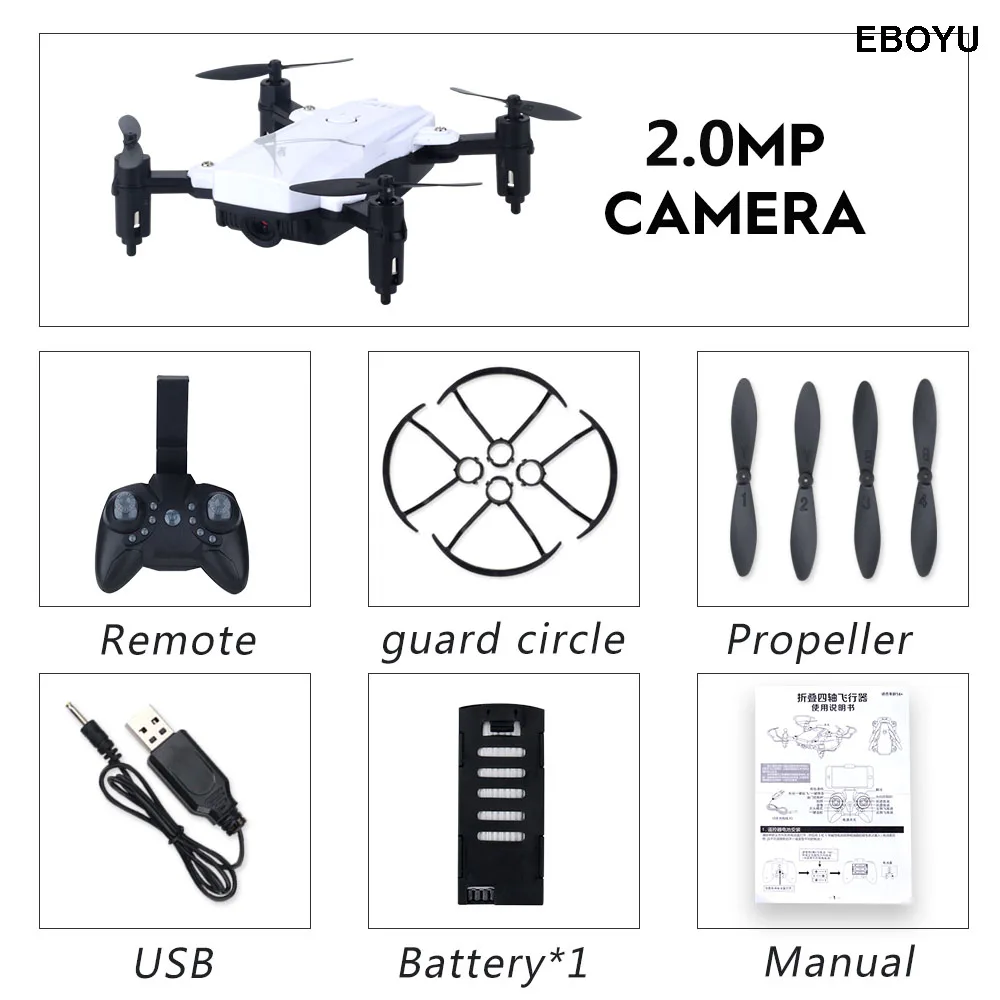 EBOYU LF602 2,4 ГГц мини-Дрон МП/Мп Wi-Fi FPV RC Дрон удерживающий высоту Безголовый режим один ключ возврат RC Квадрокоптер RTF - Цвет: White 200W WiFi Cam