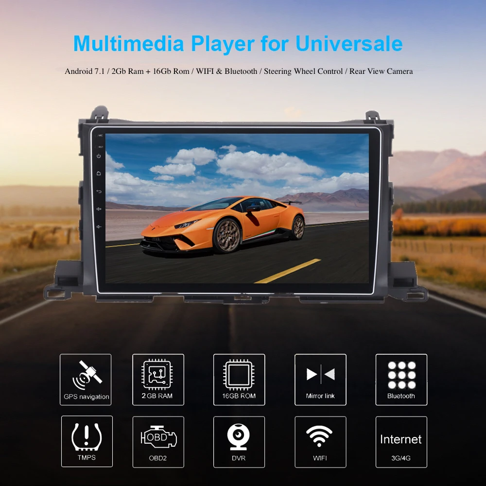 Автомобильное радио Android GPS Navi для Toyota Highlander 2014 2015 2016 2017 Авторадио Навигация