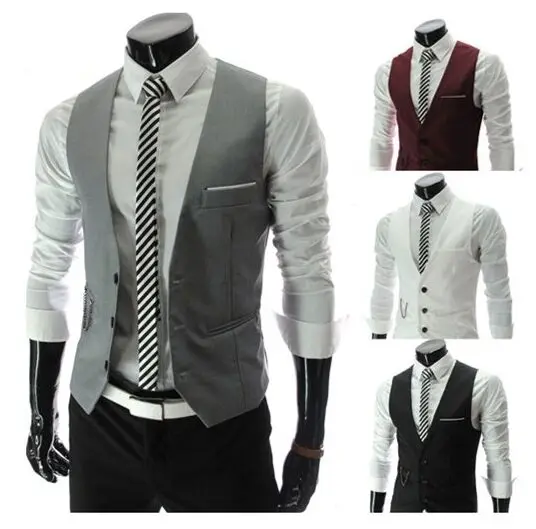Новинка 2017 Мужская одежда деловые блейзеры жилеты без рукавов приталенные