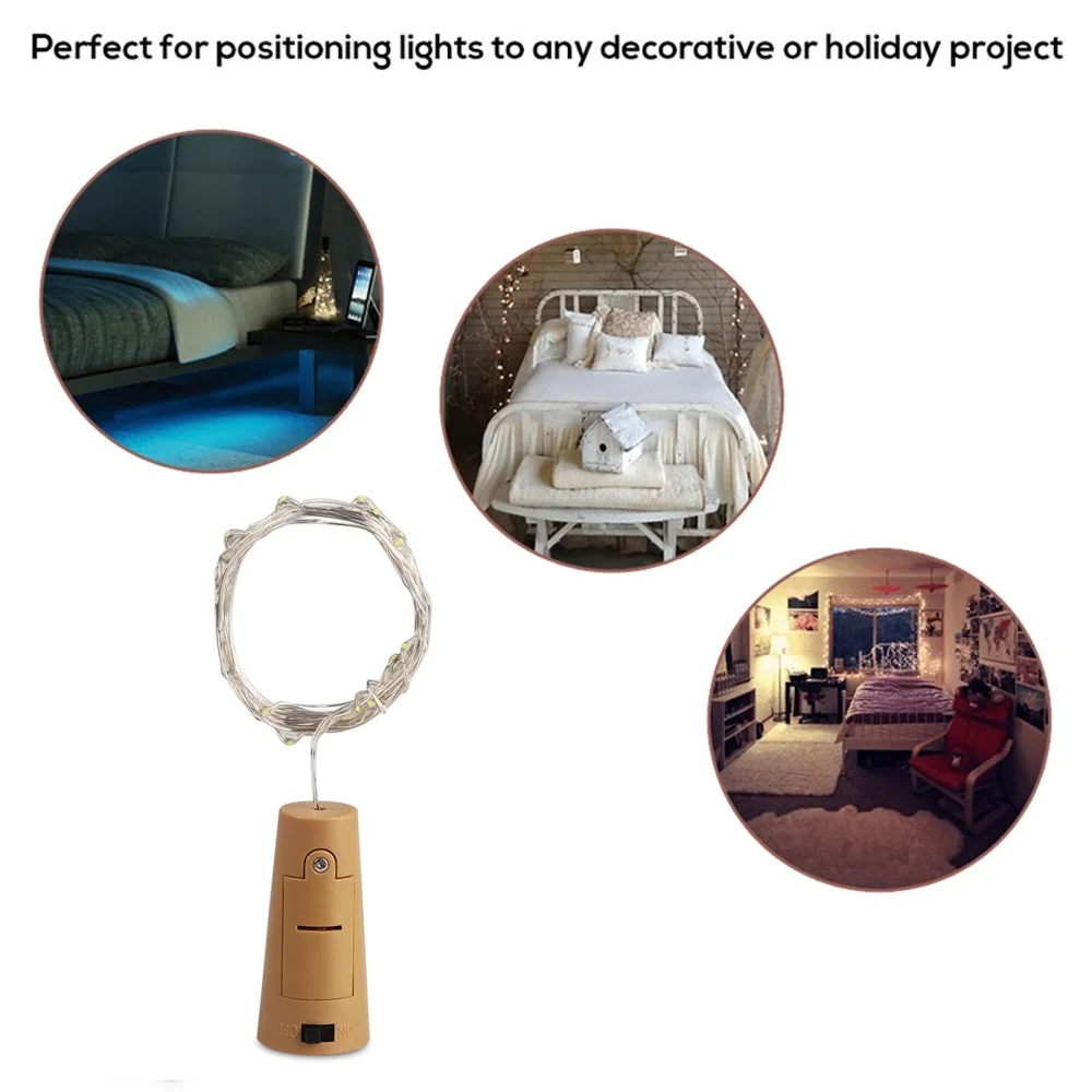 Светодиодная гирсветильник с пробкой для бутылки разноцветный шнурок