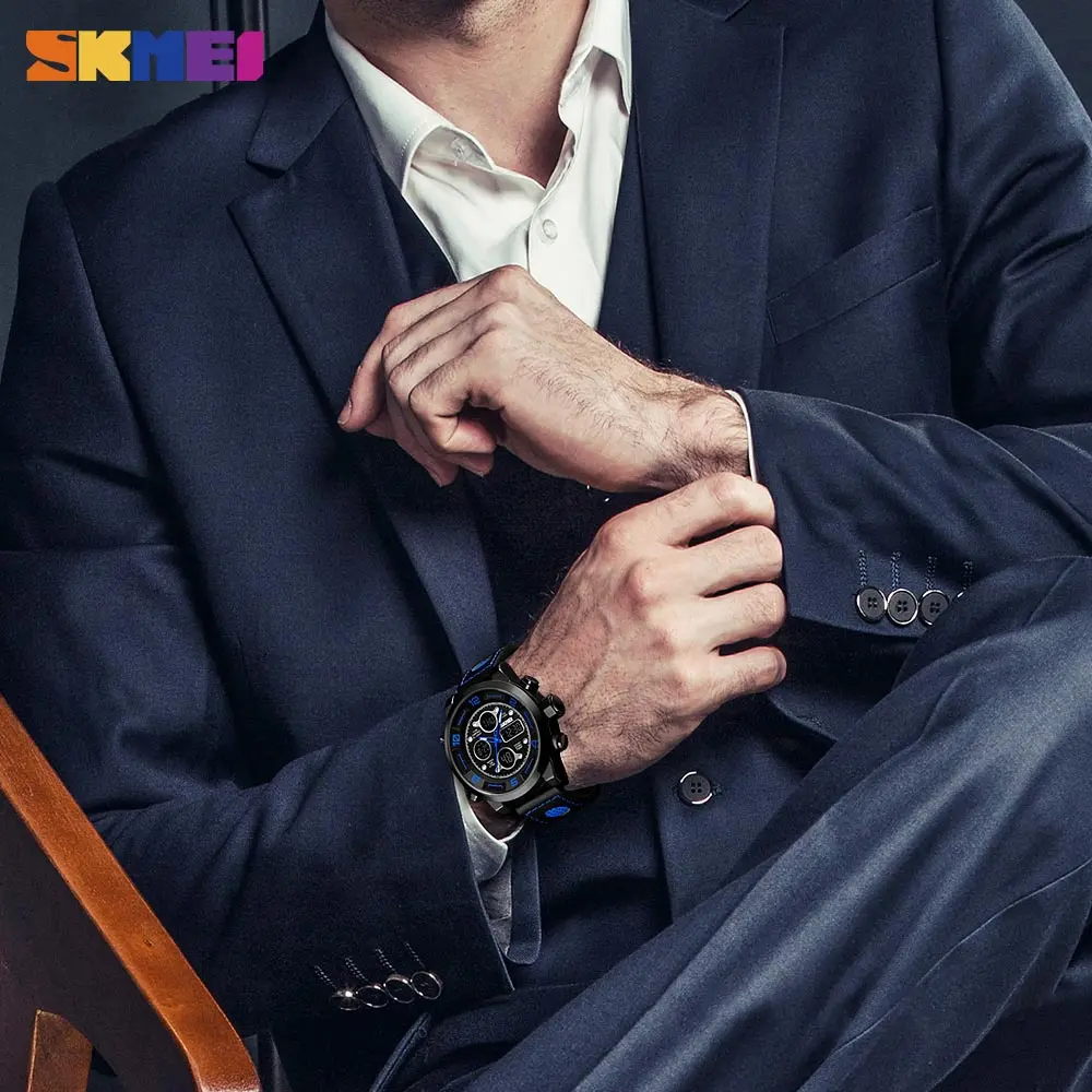 SKMEI Men Sports Digital Countdown Fitness Watch Three Time Chronograph Stopwatch Dial Clock Electronic Relogio Masculino|Мужские
