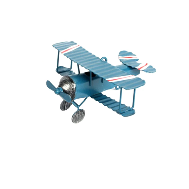 vintage biplane model mini figurines for home decor metal iron air plane model aircraft children room hanging decor kids gift free global shipping