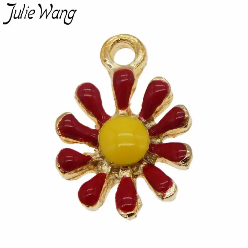 Julie Wang 6 шт. сплав Золотая основа цветы подвески для ожерелье с кулоном серьги