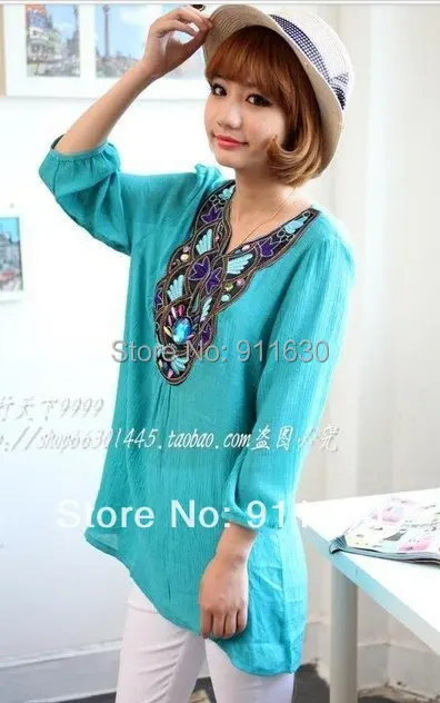 Женское винтажное платье с вышивкой темно синее/небесно голубое/белое/красное