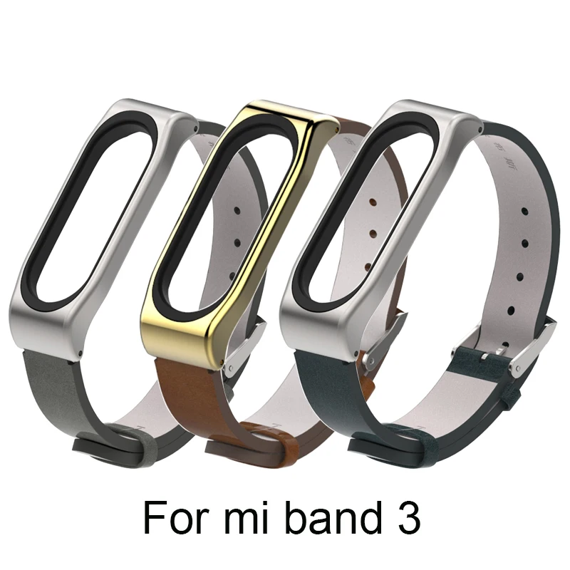 Mijobs Leather Strap For Xiaomi Mi Band 3 Wrist Straps Screwless Bracelet miband3 Smart Replace Accessories | Электроника