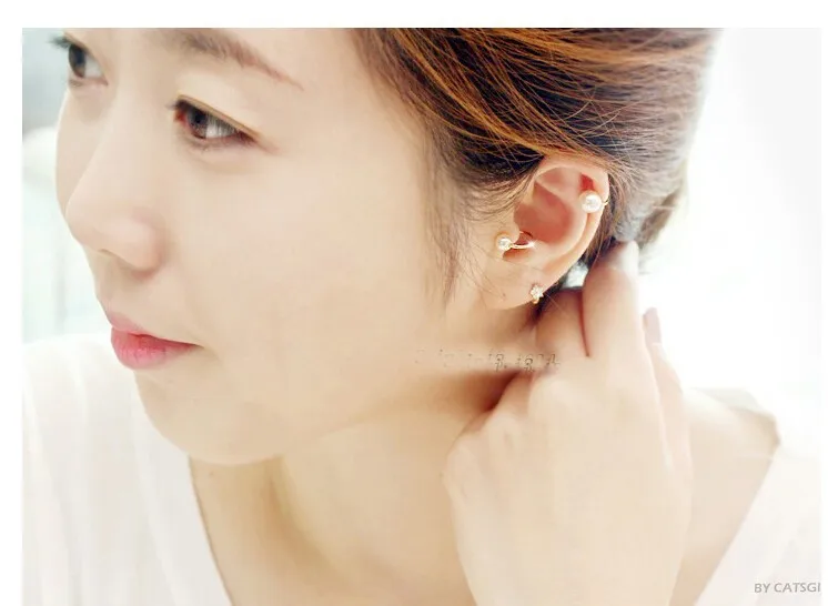 Не пирсинга хрящей клипсы для уха boucle d'oreille Bijoux имитация жемчуга Серьги женщин