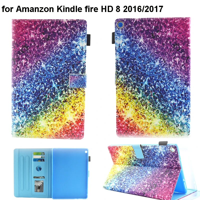 Чехол бумажник из ПУ кожи с рисунком Пейзажа для Amazon Fire HD 8 2016 HD8 2017 2018|Чехлы