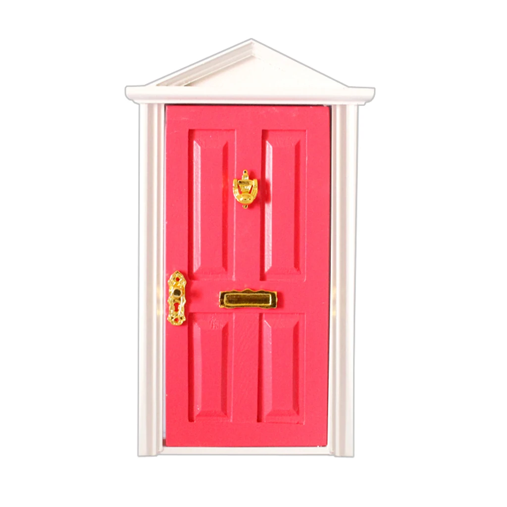 Rose Red Новые поступления 1:12 Кукольный дом миниатюрный деревянный Steepletop дверь с аппаратной мебели игрушки кукольный домик украшение кукольный аксессуар - Цвет: Rose Red