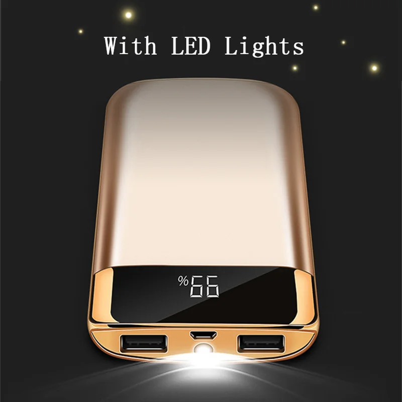 Мини 10000 мАч Внешний аккумулятор внешний повербанк 2 USB LED портативное зарядное