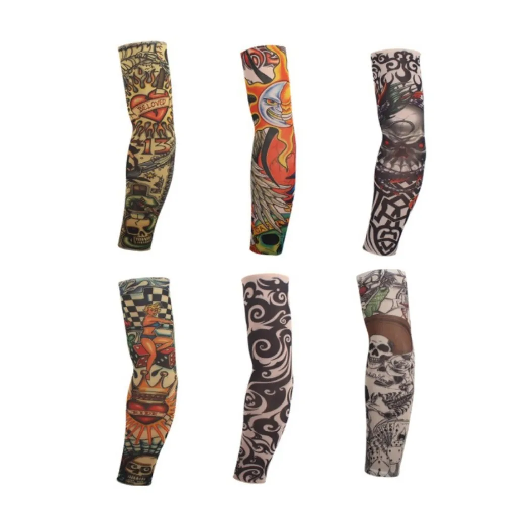 10 шт./лот новые эластичные носки из 100% нейлона с имитацией татуировки на рукавах