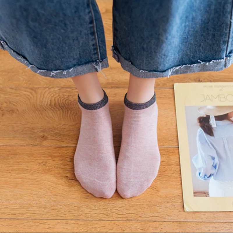 Женские хлопковые носки летние однотонные короткие тапочки повседневные Мягкие