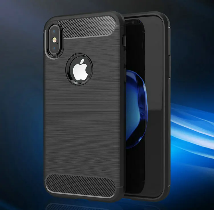 Tikigogo Case For iPhone X High Grade Carbon Fiber Brushed Soft Silicone TPU case for iphone back cover |