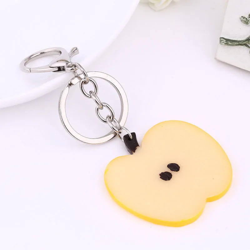 Yellow apple LNRRABC Горячие корейские милые фруктовые Брелоки для ключей яблоко арбуз, киви брелок для женщин сосна яблоко оранжевая сумка Подвеска - Цвет: Yellow apple