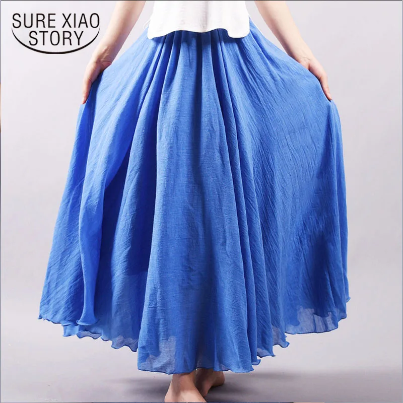 

Fashion women skirt solid high waist ankle length skirts women's mujer moda 2022 spring casual Pleated skirt women 2976 50