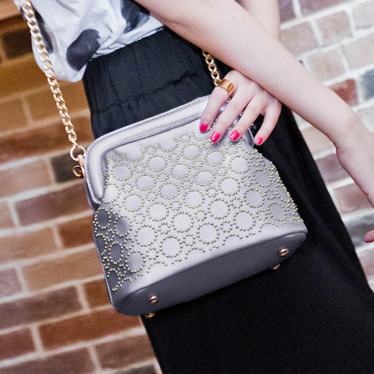 2015 summer new rivet chain bag shell handbag Miss Fang Bao small shoulder messenger tide |