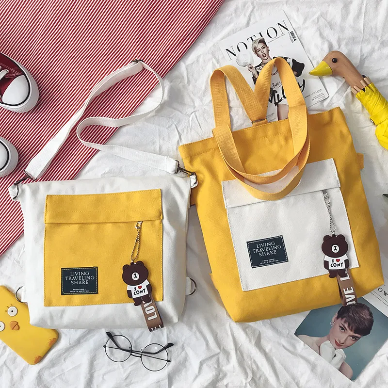 Женские холщовые сумки мессенджеры 2020 новые модные панельные на молнии для