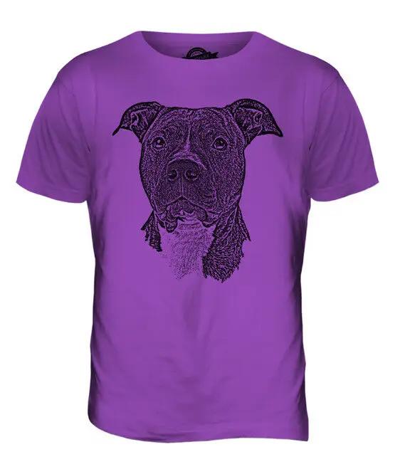 Стаффордширский бультерьер эскиз Мужская футболка Топ отличный подарок собака