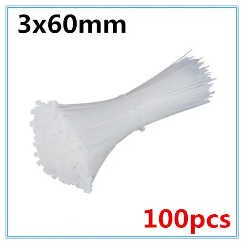 100 шт. (ширина 1,8 мм) 3X60/80/100/120/150/200 мм Белый Черный молочный кабель, застежка-молния, самоблокирующиеся Нейлоновые кабельные стяжки