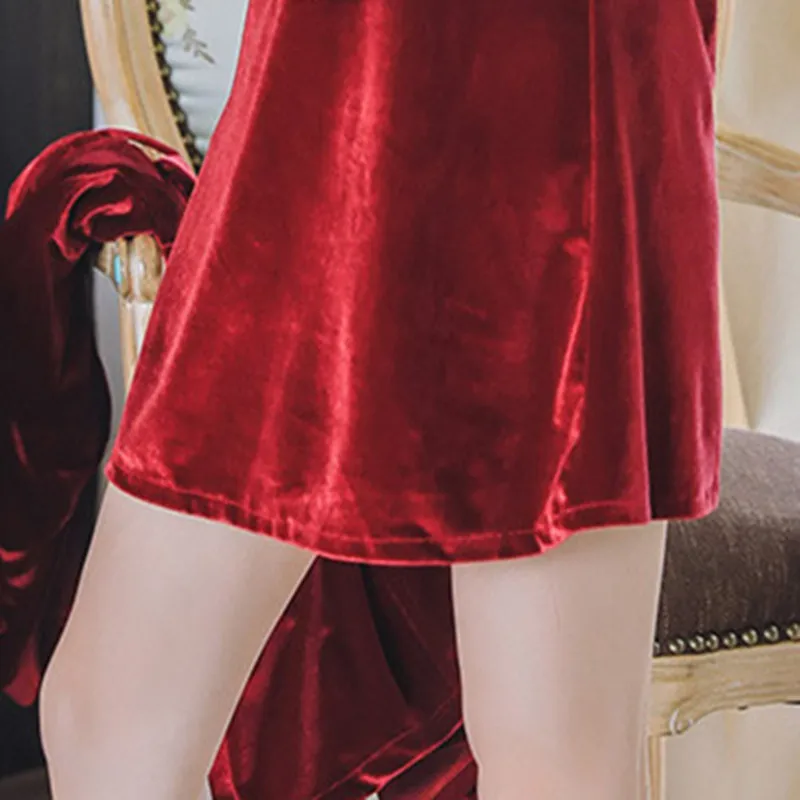 Пижама женская осень и зима сексуальный ремень нагрудный коврик из двух частей