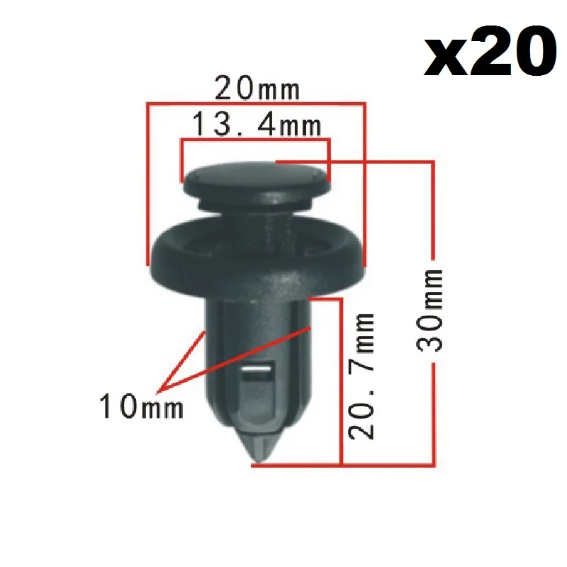 

20x Nylon Fastener Rivet Push-Type Retainer Clip Fit for Honda 91503-SZ5-003