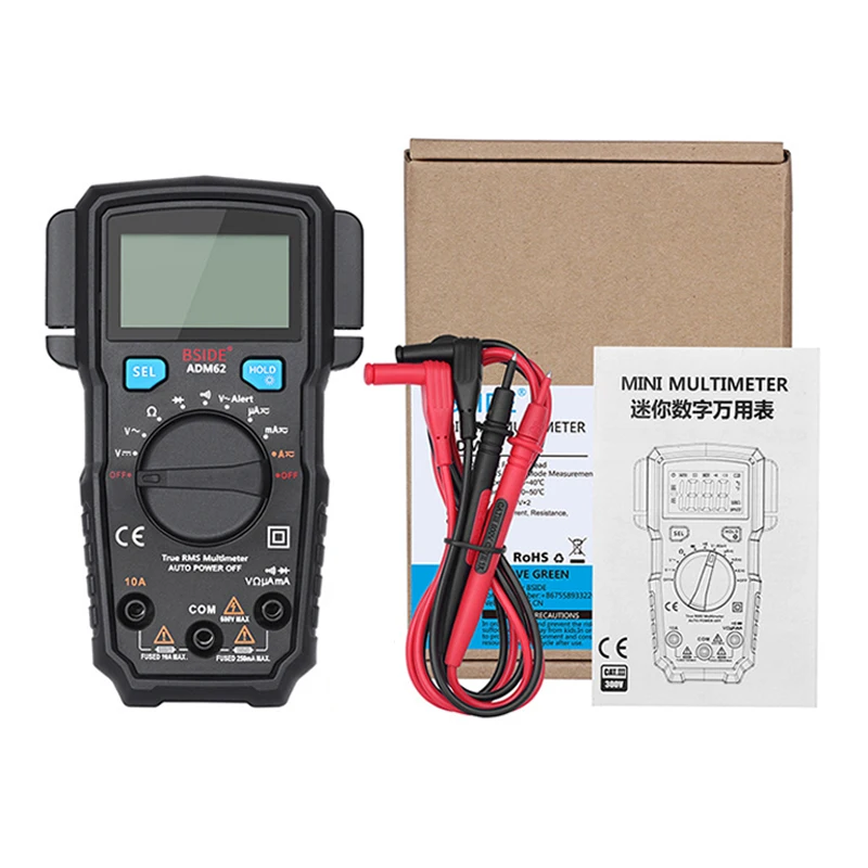 ADM62/66 Auto Range True RMS Digital Multimeter DC/AC Ammeter Car Voltmeter Voltage Indicator Better than mastech MS8239C | Инструменты