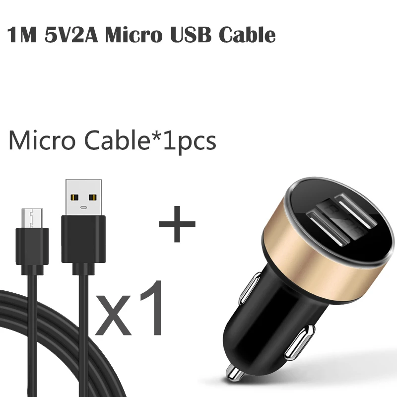 Cable Gold CinkeyPro автомобильное Зарядное устройство светодиодный Экран 2-Порты USB Зарядное устройство 2.1A автомобиля-Зарядное устройство мобильного телефона, Универсальные наушники для iPhone samsung зарядки - Тип штекера: Cable Gold