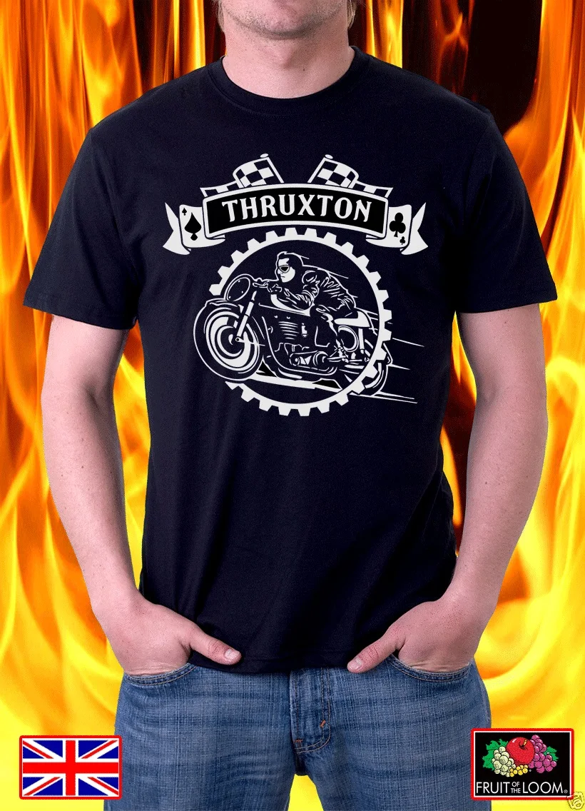 Футболка с принтом Thruxton Высококачественная Байкерская Кафе Racer/Rocker в стиле ретро