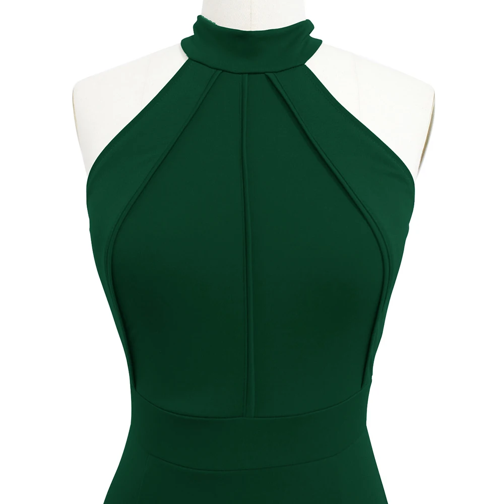 Berydress, винтажное, женское, сексуальное, с бретелькой через шею, для свадебной вечеринки, Vestidos, без рукавов, борцовка спереди, белое, черное, ТРАПЕЦИЕВИДНОЕ, миди, приталенное платье