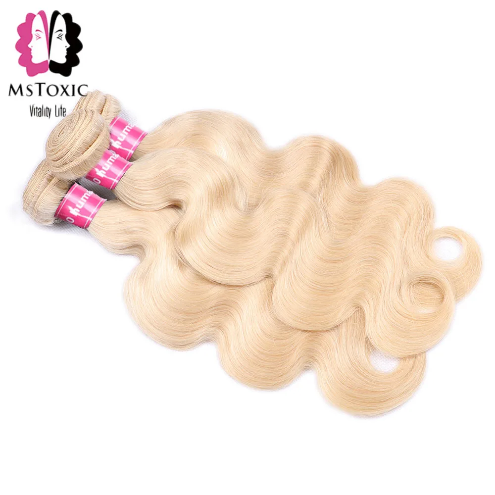 Body Wave 613 Blonde Bundles With Closure European Human Hair MsToxi Remy Honey | Шиньоны и парики