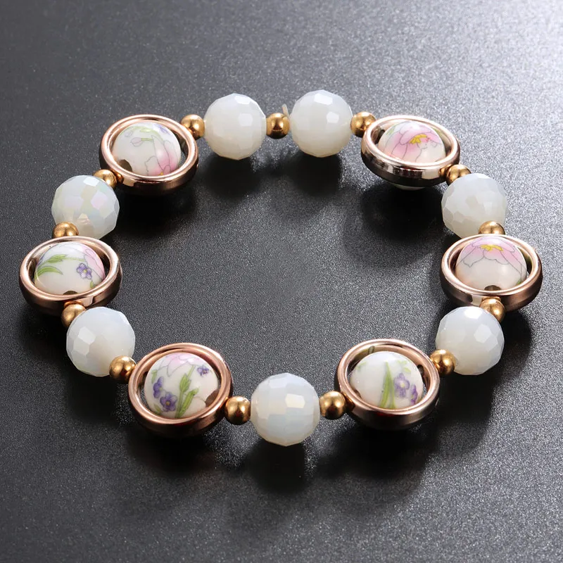 Браслет ZOSHI красочная керамика бисер из натурального камня энергии ручной работы