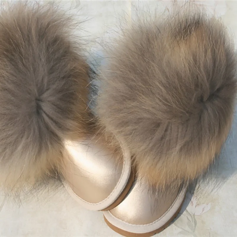 JOYHOPY Genuine leather Children Shoes Big fur Thick Warm Baby Girls Boys Snow Boots Winter Kids | Детская одежда и обувь