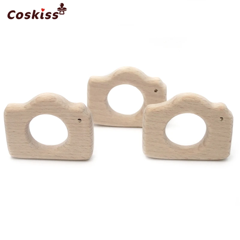 Mordedor de madera Natural hecho a mano para beb&eacute;, c&aacute;mara de madera de haya, colgante personalizado, respetuoso con el medio ambiente, seguro-2