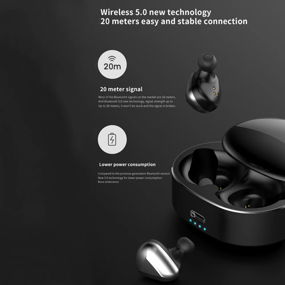 TWS стереонаушники Nennbo T50 с микрофоном Bluetooth 5 0 поворот на 360 градусов|Наушники и