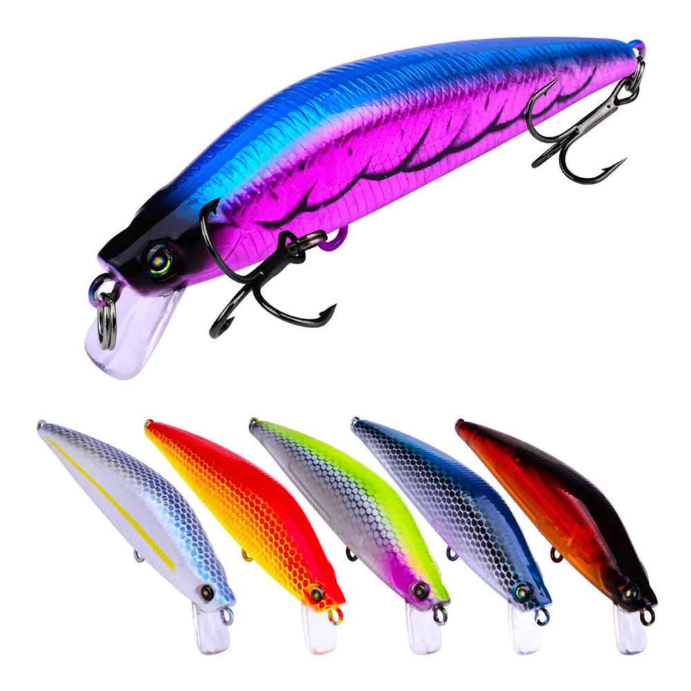 

6PCS Topwater Crankbait Fishing Minnow Fish Bass lure hook baits 8cm/8g