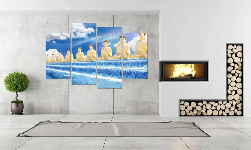 

Framed Home decor art Print Blue sky buddha statue Painting On Canvas Art picture For Living room wall decor Painting /PT0262