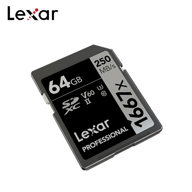 Original Lexar 1667x SD Card 128GB 64GB U3 UHS-II High Speed 250MB/S Class 10 V60 256GB Flash Memory Card For 3D 4K HD Video