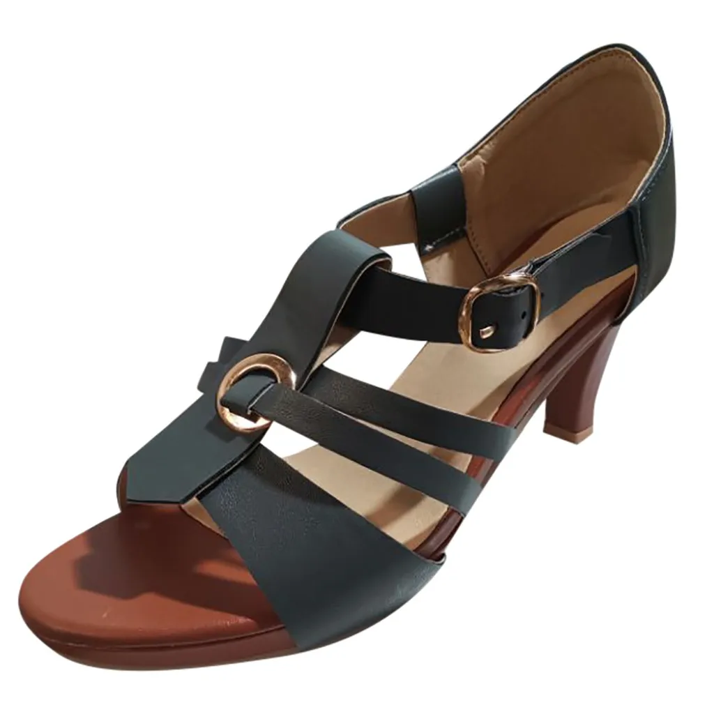 Женские летние босоножки на высоком каблуке с открытым носком Босоножки