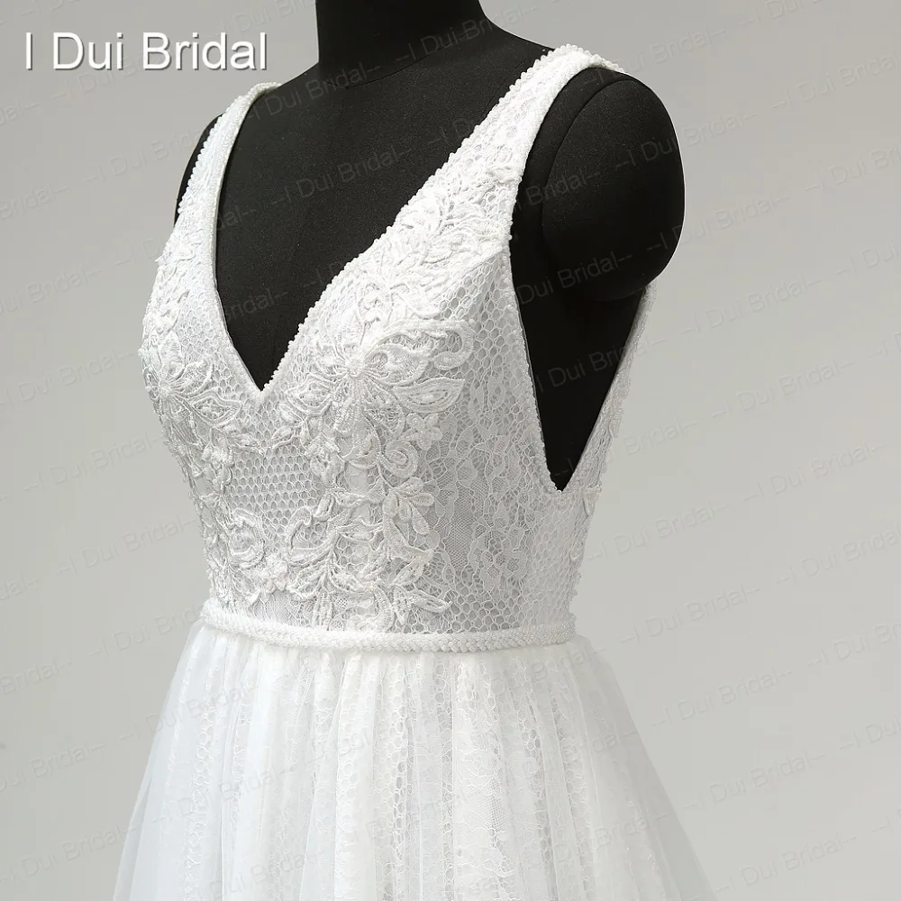 Boho Свадебные платья Vestido De Noiva, настоящая фотография, v-образный вырез, а-силуэт, сексуальное богемное пляжное платье ELS0001, Прямая поставка, свадебное платье