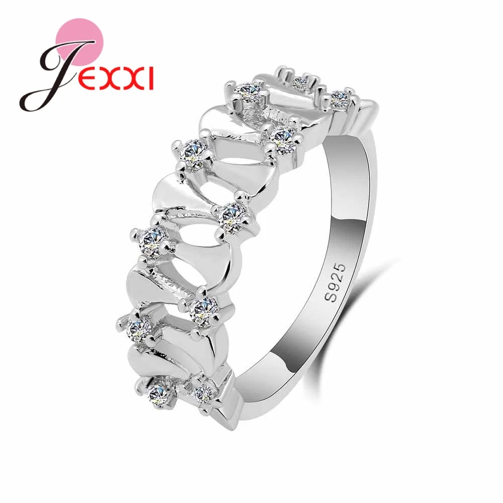 

High Quality New Cute Hollowing 925 Sterling Silver Ring Jewelry For Woman Fashion Wedding Stone Lady Crystal CZ Ring