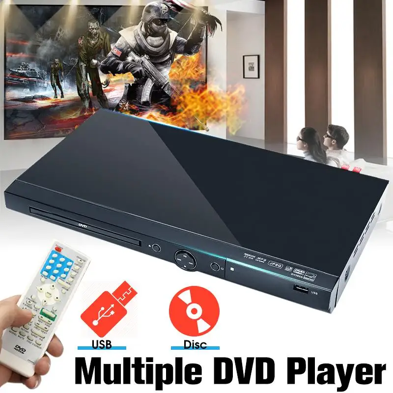 Бытовой 1080P USB Full HD dvd-плеер регион многократное воспроизведение DIVXs DVD CD RW плеер светодиодный дисплей плеер DVD MP3 для встречи
