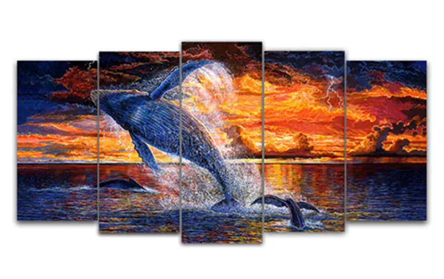 

5d diy Diamond embroidery dolphin 5pcs Multi-picture Combination diamond painting Cross Stitch Rhinestone mosaic decor
