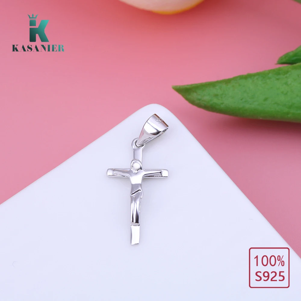 100% Серебро 925 пробы цепочка для девушек классический крест кулон модное ожерелье