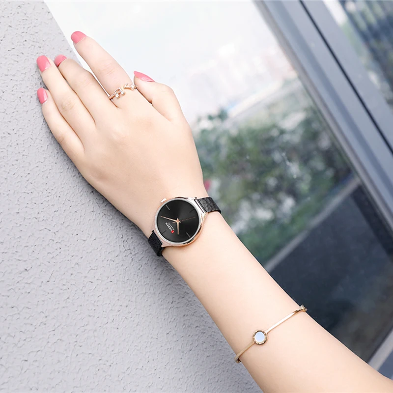 CURREN Fashion Simple Quartz Watches Women New Stainless Steel leather Strap Bracelet Female Wristwatch Casual Ladies Gift Clock | Наручные