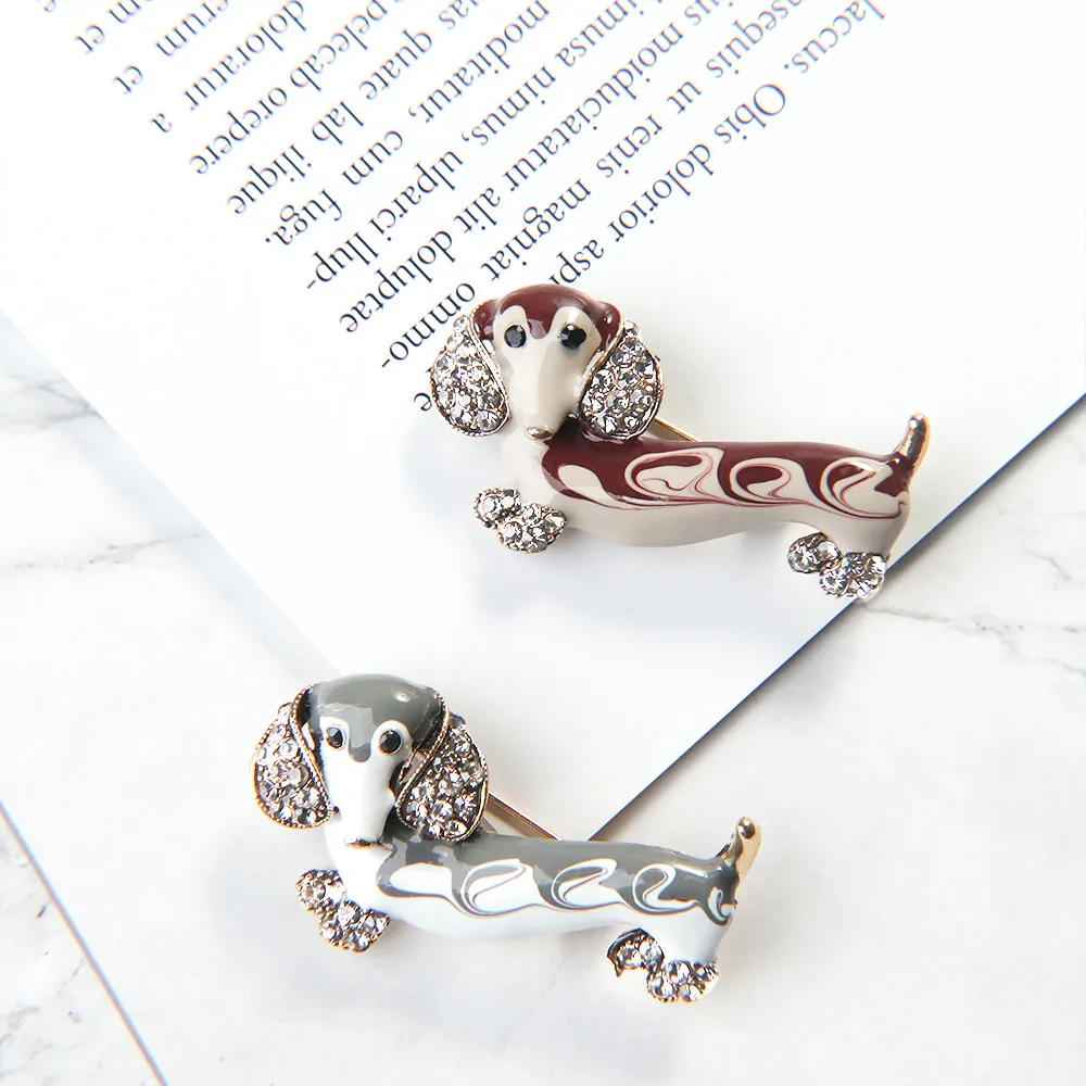 

Lovely Rhinestone Dachshund Dog Enamel Brooch Pin Fashion Jewelry Women Gift