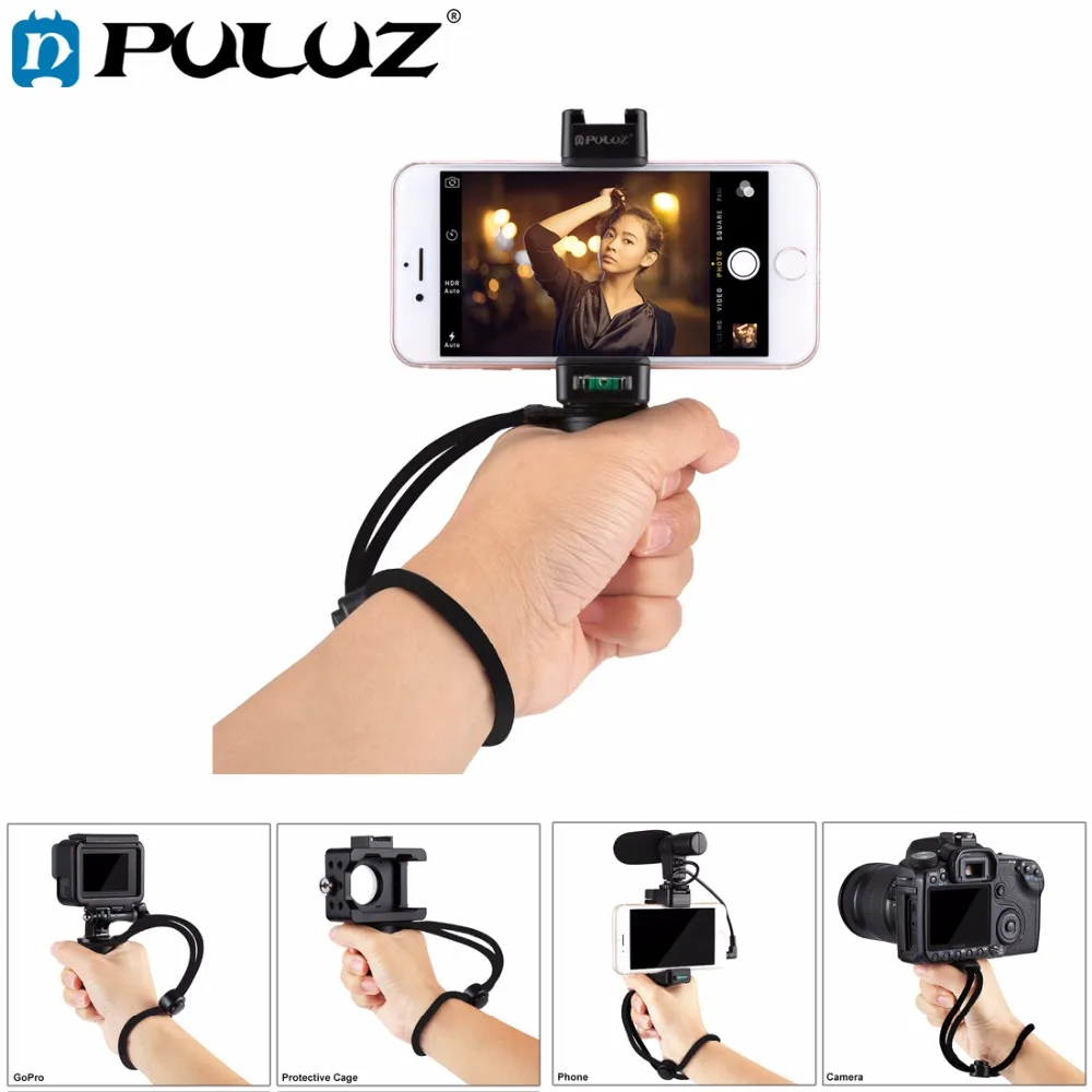 PULUZ F Mount ручка для смартфона с ремешком на запястье адаптер крепления штатива и