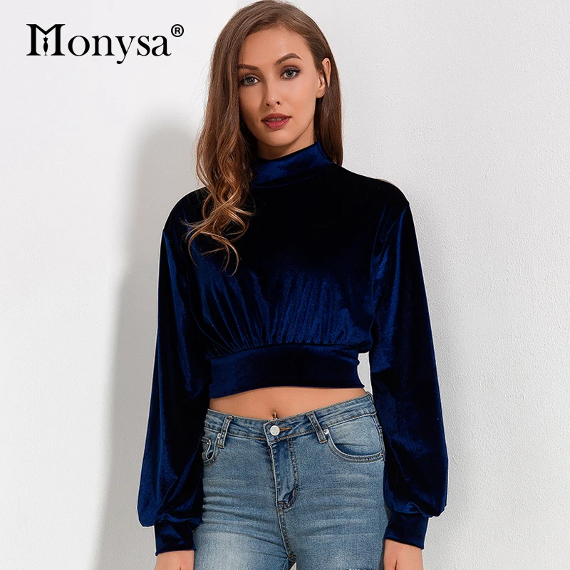 Бархат Блузки для малышек Для женщин осень 2017 г. Новые поступления Фонари