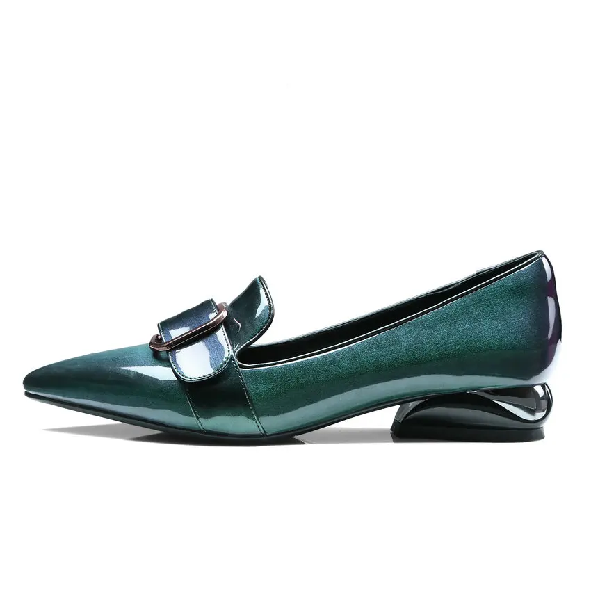 Женские туфли лодочки из лакированной кожи Eokkar 2019 классические на низком каблуке